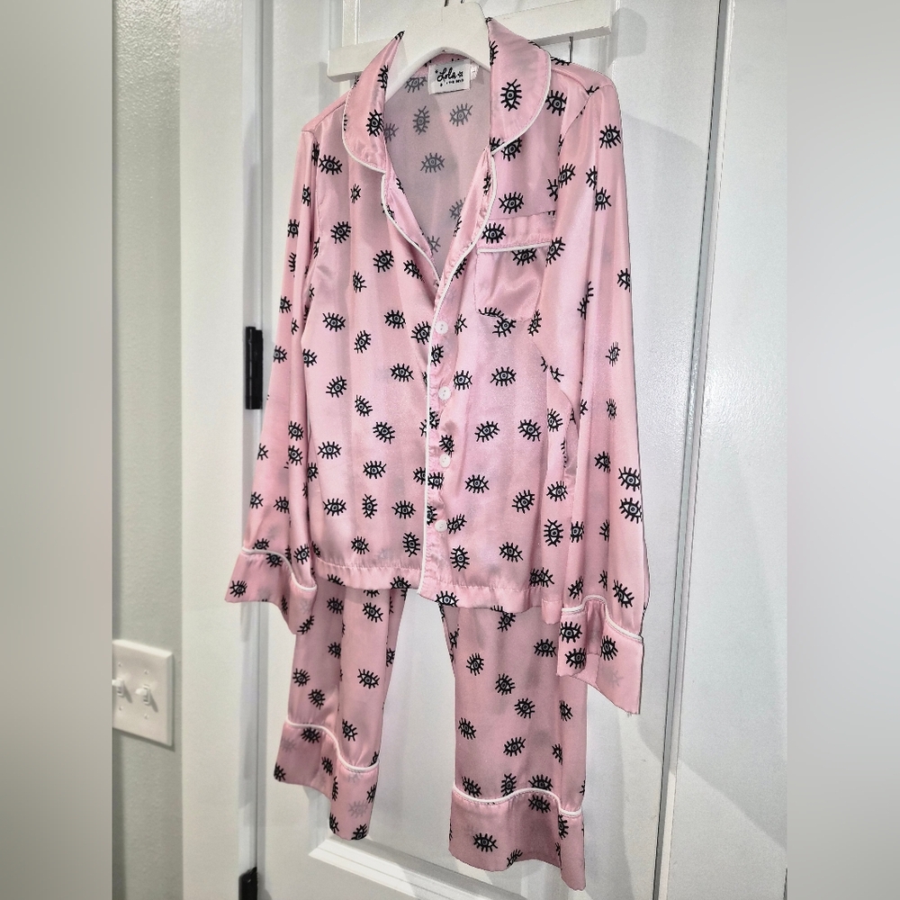 Lola + the Boys Evil Eye Silky Pajama Set, girls size 8, EUC - Picture 2 of 12